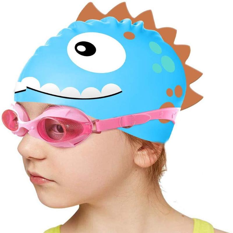 Swim Hat Silicone - 새로운 만화 실리콘 수영모 방수 공룡