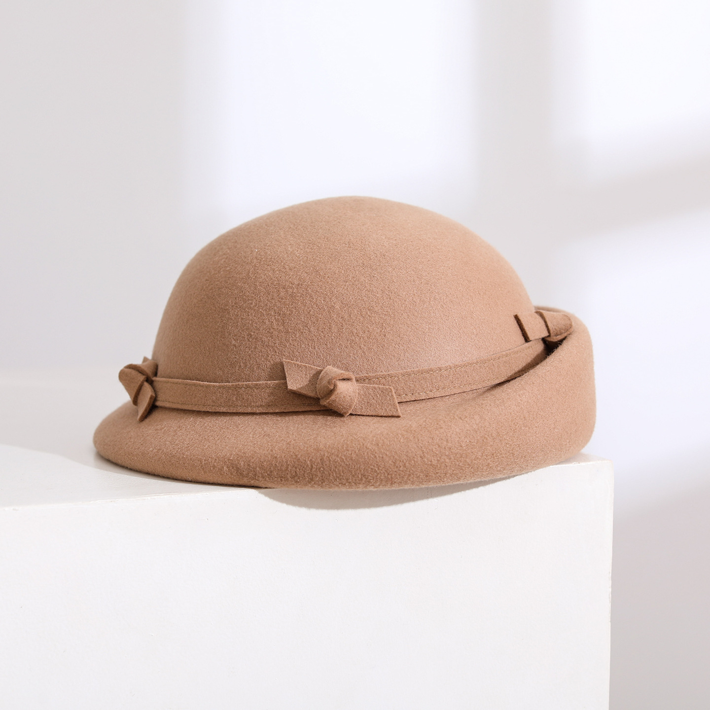 Beret French Wool - 우아한 빈티지 스타일의 옆 리본 장식