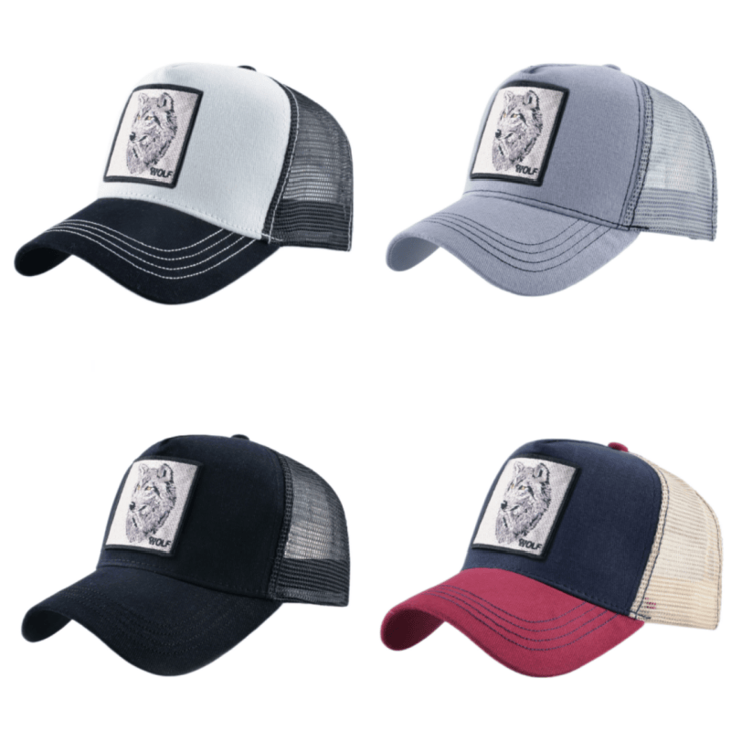Trucker Cap Mesh - 늑대 패치 자수 메쉬 야구 모자