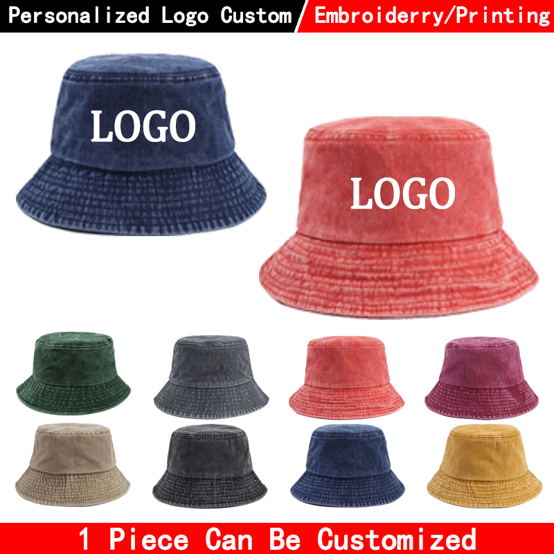 Bucket Hat Cotton - 맞춤 로고가 새겨진 데님 버킷 햇,
