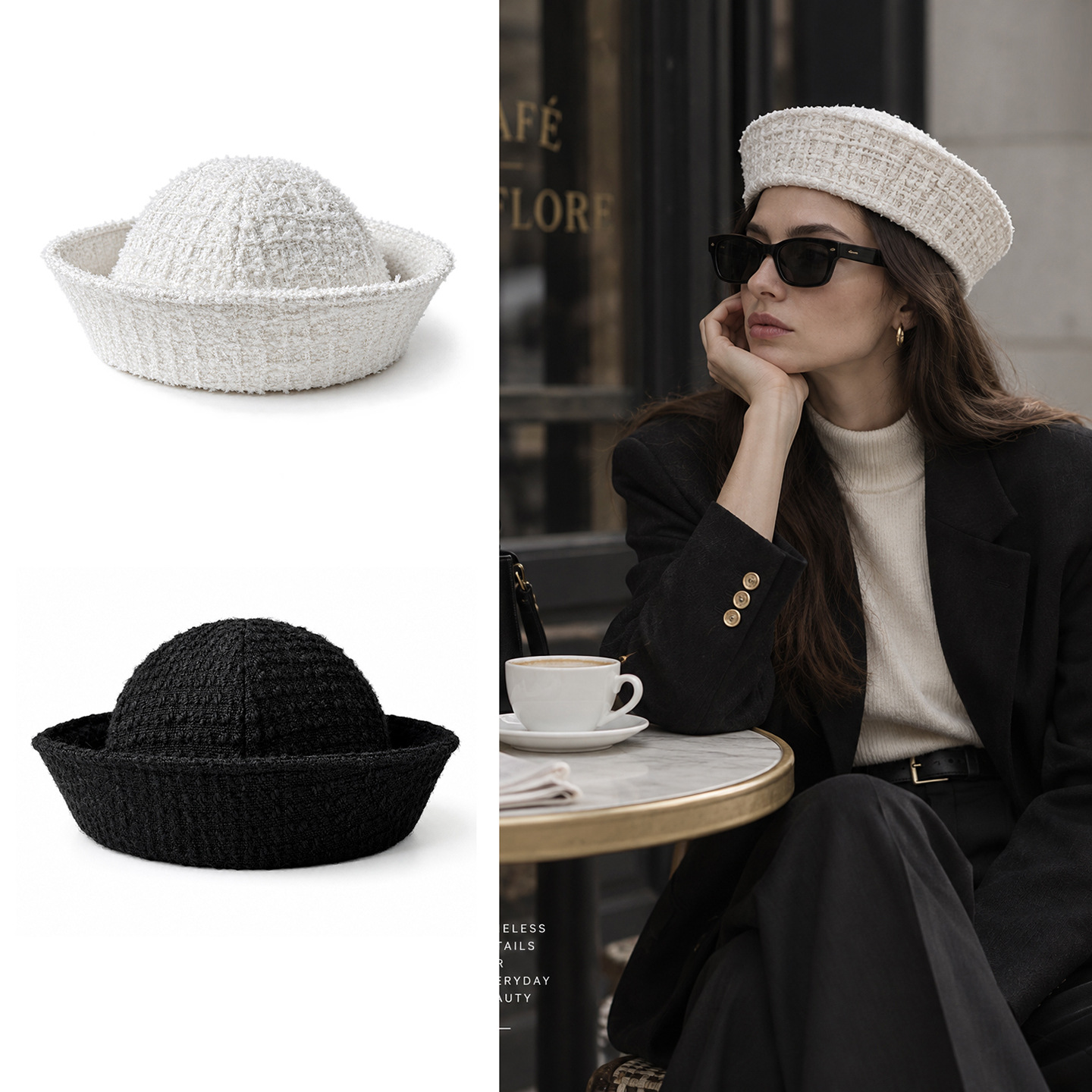 Beret French Wool - 2027년 여성용 단색 프랑스풍 세일러 캡,