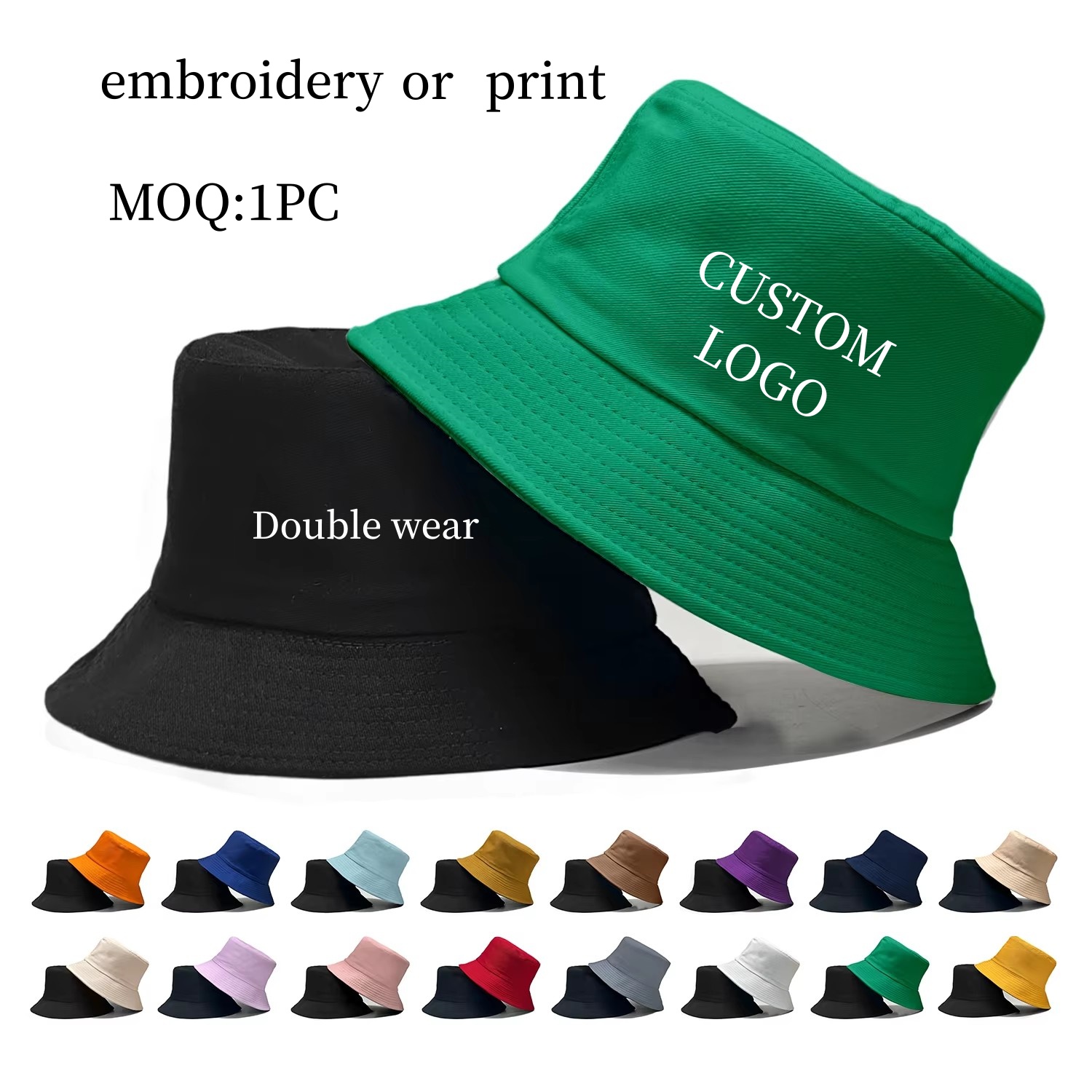 Bucket Hat Cotton - 맞춤 로고 양면 어부 모자 봄