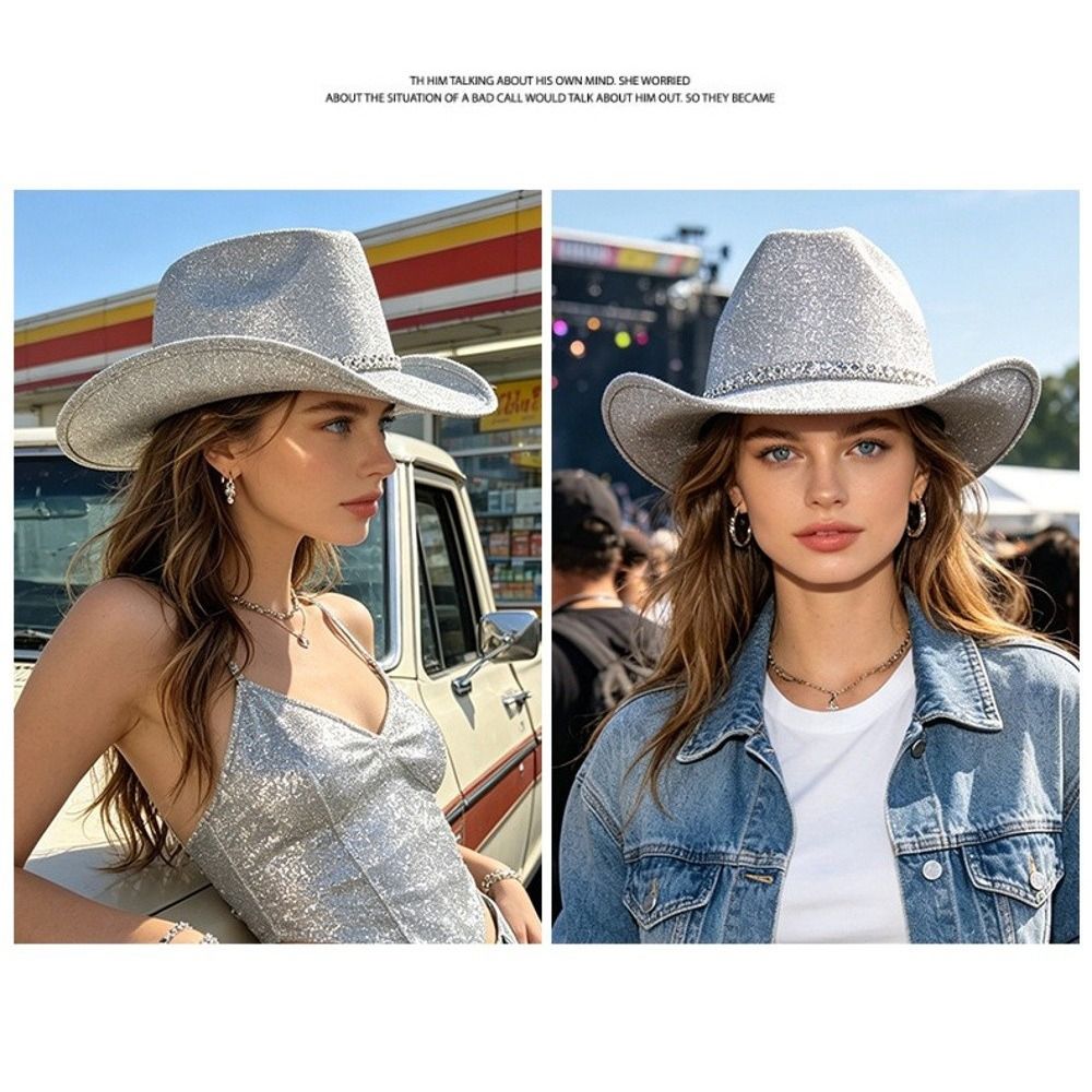 반짝이는 글리터 원단 글리터 카우보이 모자 라인스톤 밴 - Cowboy Hat Straw 리뷰 및 가격