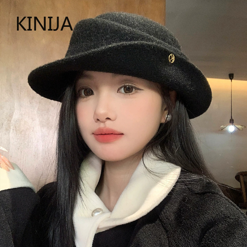 프랑스풍의 우아한 검은색 탑햇, 여성용 가을/겨울 롤  - Beret French Wool 리뷰 및 가격
