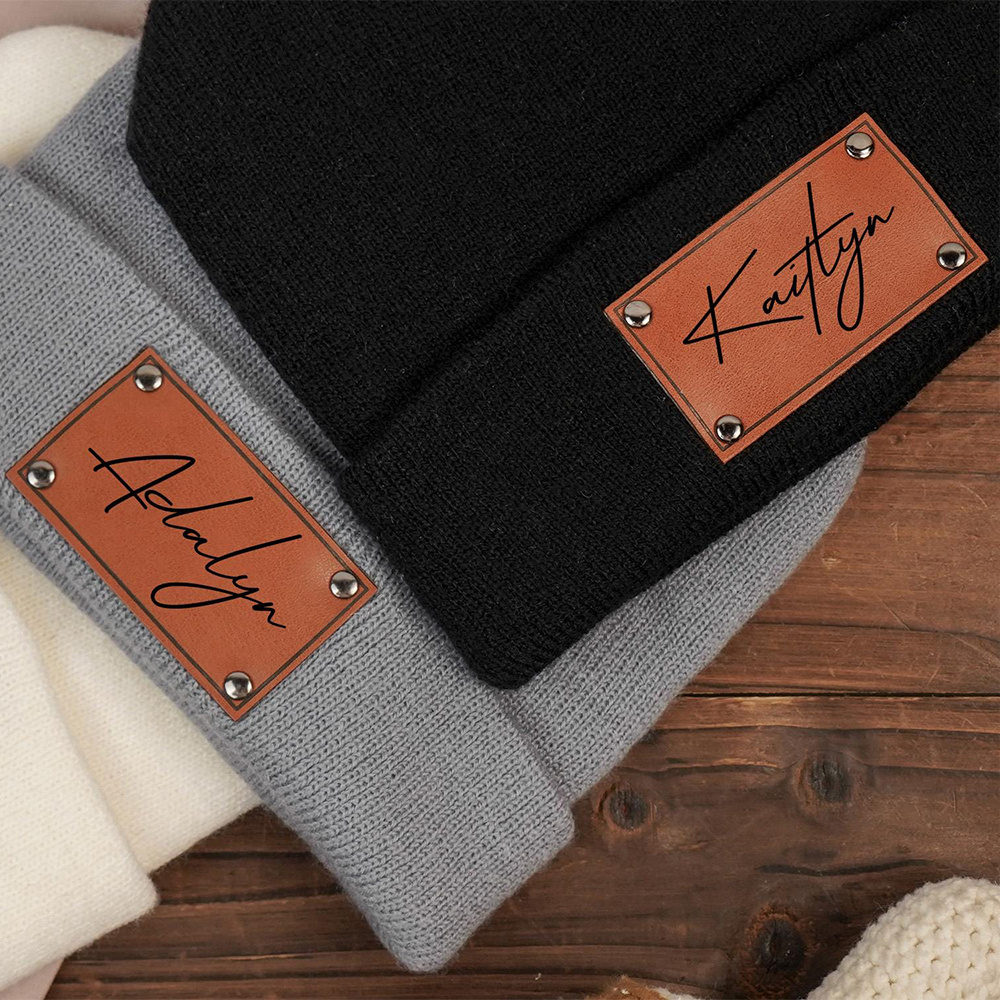 맞춤 이름이 새겨진 가죽 라벨 니트 비니 모자, 부드럽 - Beanie Cuffed Knit 리뷰 및 가격
